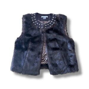 Peter Nygard Embellished Faux Fur Vest